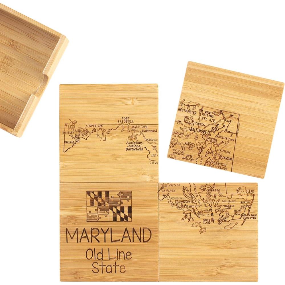 imageTotally Bamboo California State Puzzle 4 Piece Bamboo Coaster Set with CaseMaryland