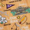 Totally Bamboo Arizona State Shaped Cutting Board and Charcuterie Serving Platter with Artwork by Fish Kiss, Includes Hang Tie for Wall Display(Arkansas)