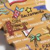 Totally Bamboo Arizona State Shaped Cutting Board and Charcuterie Serving Platter with Artwork by Fish Kiss, Includes Hang Tie for Wall Display(California)