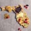 Totally Bamboo Arizona State Shaped Cutting Board and Charcuterie Serving Platter with Artwork by Fish Kiss, Includes Hang Tie for Wall Display(Florida)