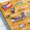 Totally Bamboo Arizona State Shaped Cutting Board and Charcuterie Serving Platter with Artwork by Fish Kiss, Includes Hang Tie for Wall Display(Georgia)