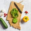 Totally Bamboo Arizona State Shaped Cutting Board and Charcuterie Serving Platter with Artwork by Fish Kiss, Includes Hang Tie for Wall Display(Indiana)