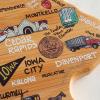 Totally Bamboo Arizona State Shaped Cutting Board and Charcuterie Serving Platter with Artwork by Fish Kiss, Includes Hang Tie for Wall Display(Iowa)