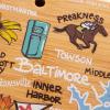 Totally Bamboo Arizona State Shaped Cutting Board and Charcuterie Serving Platter with Artwork by Fish Kiss, Includes Hang Tie for Wall Display(Maryland)