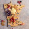Totally Bamboo Arizona State Shaped Cutting Board and Charcuterie Serving Platter with Artwork by Fish Kiss, Includes Hang Tie for Wall Display(Minnesota)
