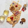 Totally Bamboo Arizona State Shaped Cutting Board and Charcuterie Serving Platter with Artwork by Fish Kiss, Includes Hang Tie for Wall Display(New Jersey)