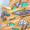 Totally Bamboo Arizona State Shaped Cutting Board and Charcuterie Serving Platter with Artwork by Fish Kiss, Includes Hang Tie for Wall Display(Virginia)