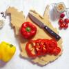 Totally Bamboo Arizona State Shaped Cutting Board and Charcuterie Serving Platter with Artwork by Fish Kiss, Includes Hang Tie for Wall Display(West Virginia)