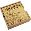 Totally Bamboo California State Puzzle 4 Piece Bamboo Coaster Set with Case(Michigan)
