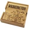 Totally Bamboo California State Puzzle 4 Piece Bamboo Coaster Set with Case(Washington)