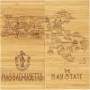 Totally Bamboo Louisiana State Puzzle 4 Piece Bamboo Coaster Set with Case(Massachusetts)
