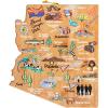 Totally Bamboo Arizona State Shaped Cutting Board and Charcuterie Serving Platter with Artwork by Fish Kiss, Includes Hang Tie for Wall Display(Arizona)