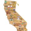 Totally Bamboo Arizona State Shaped Cutting Board and Charcuterie Serving Platter with Artwork by Fish Kiss, Includes Hang Tie for Wall Display(California)