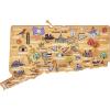 Totally Bamboo Arizona State Shaped Cutting Board and Charcuterie Serving Platter with Artwork by Fish Kiss, Includes Hang Tie for Wall Display(Connecticut)