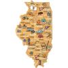 Totally Bamboo Arizona State Shaped Cutting Board and Charcuterie Serving Platter with Artwork by Fish Kiss, Includes Hang Tie for Wall Display(Illinois)