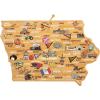 Totally Bamboo Arizona State Shaped Cutting Board and Charcuterie Serving Platter with Artwork by Fish Kiss, Includes Hang Tie for Wall Display(Iowa)