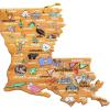 Totally Bamboo Arizona State Shaped Cutting Board and Charcuterie Serving Platter with Artwork by Fish Kiss, Includes Hang Tie for Wall Display(Louisiana)