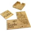 Totally Bamboo California State Puzzle 4 Piece Bamboo Coaster Set with Case(Florida)