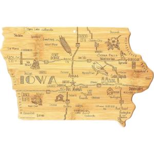 Totally Bamboo Iowa Shaped Cutting Board – Bamboo Charcuterie and Serving Board with Hang Tie for Wall Display