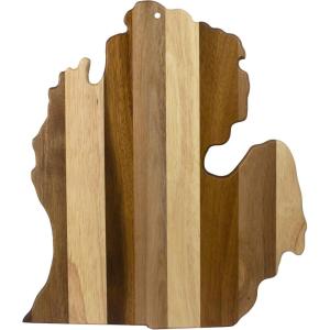 Totally Bamboo Rock & Branch Series Shiplap Oklahoma State Shaped Wood Serving and Cutting Board | Great for Wall Art 16-3/4″ x 9″ x 5/8″(Michigan)