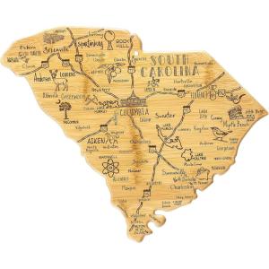 Totally Bamboo South Carolina Shaped Cutting Board – Bamboo Charcuterie and Serving Board with Hang Tie for Wall Display(14″L x 11.5″W)