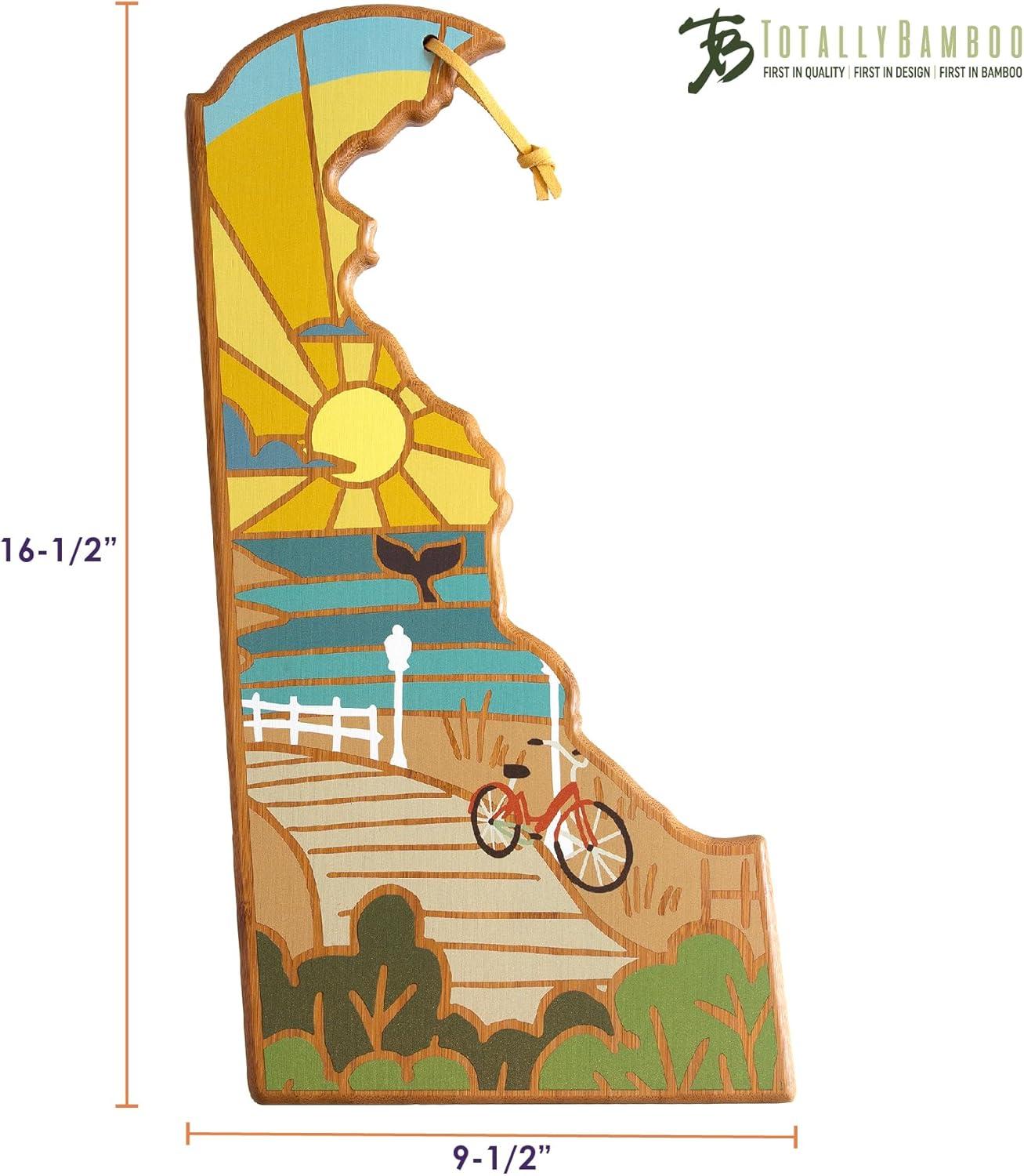 imageTotally Bamboo Wyoming State Shaped Cutting Board and Charcuterie Serving Platter with Artwork by Summer Stokes Includes Hang Tie for Wall DisplayDelaware