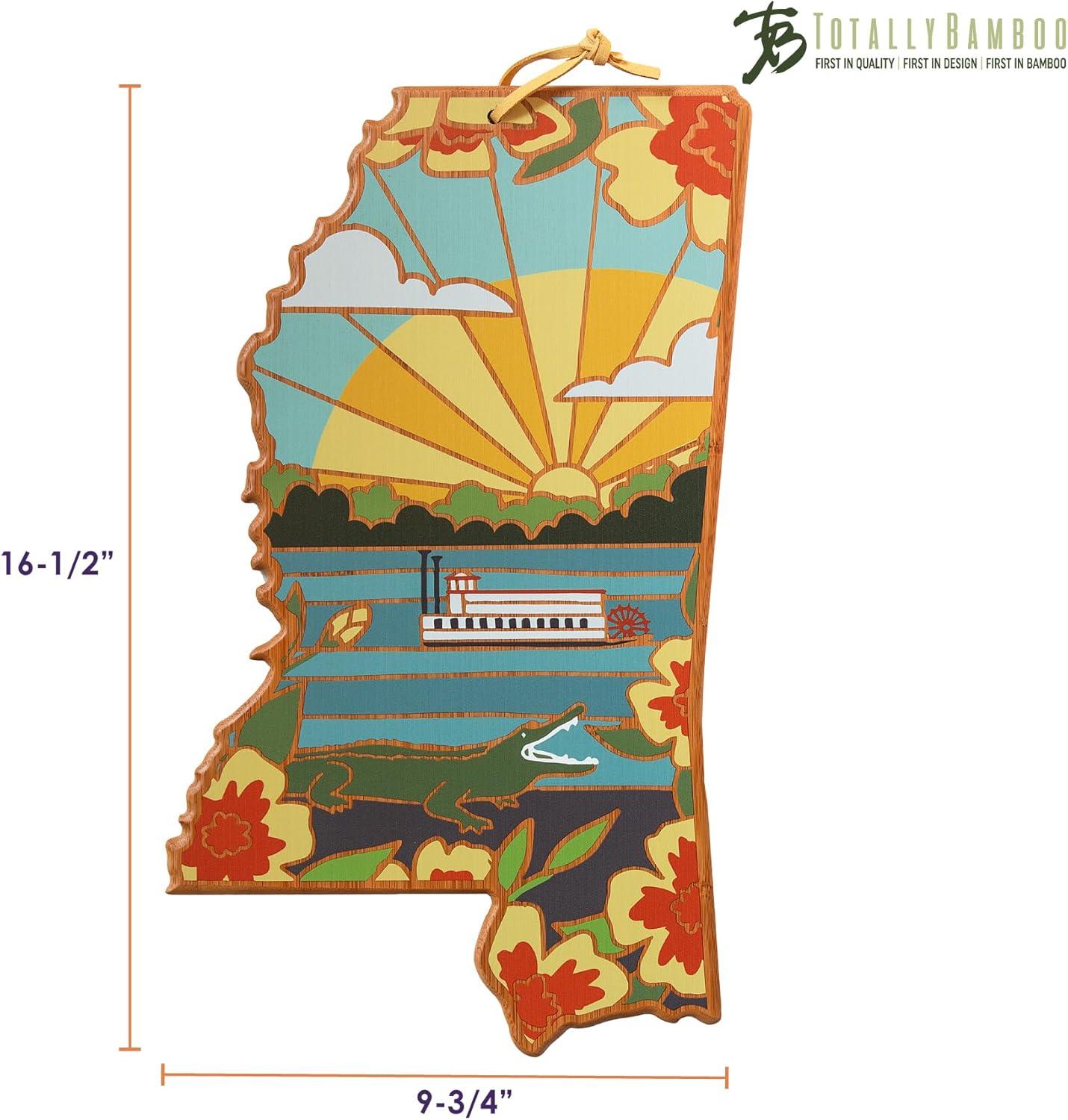 imageTotally Bamboo Wyoming State Shaped Cutting Board and Charcuterie Serving Platter with Artwork by Summer Stokes Includes Hang Tie for Wall DisplayMississippi