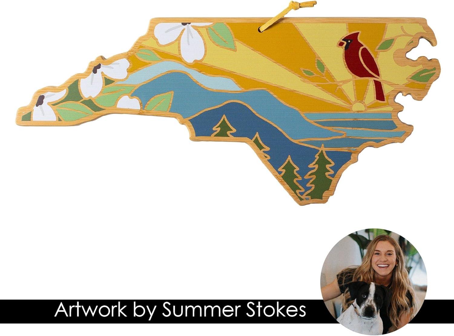 imageTotally Bamboo Wyoming State Shaped Cutting Board and Charcuterie Serving Platter with Artwork by Summer Stokes Includes Hang Tie for Wall DisplayNorth Carolina