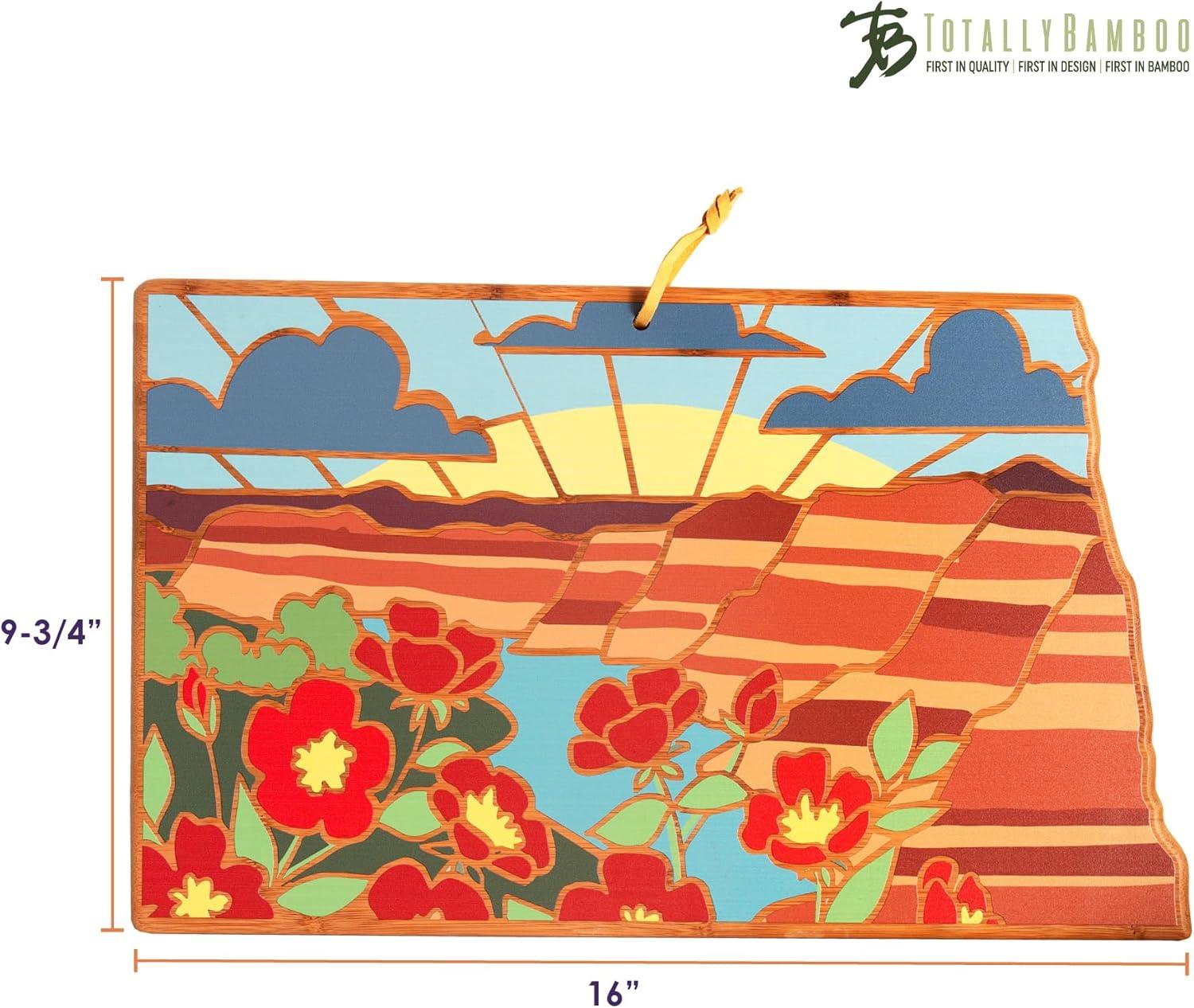 imageTotally Bamboo Wyoming State Shaped Cutting Board and Charcuterie Serving Platter with Artwork by Summer Stokes Includes Hang Tie for Wall DisplayNorth Dakota