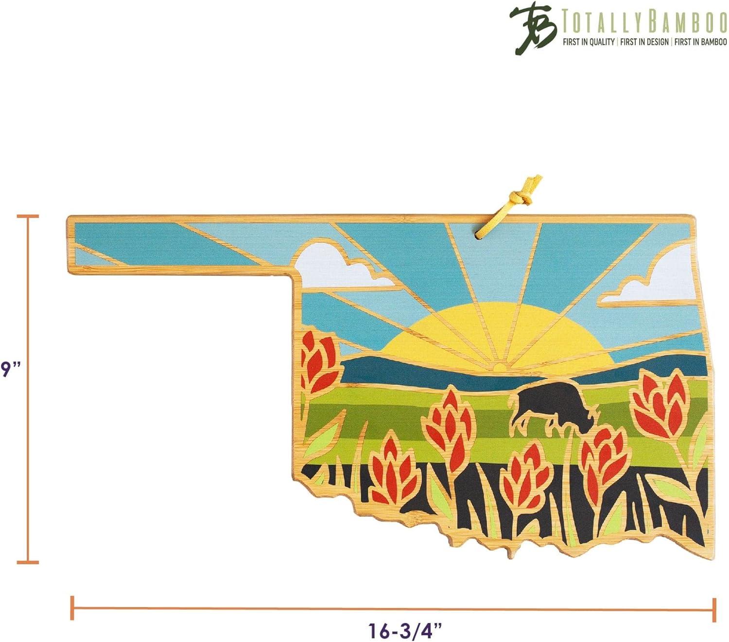 imageTotally Bamboo Wyoming State Shaped Cutting Board and Charcuterie Serving Platter with Artwork by Summer Stokes Includes Hang Tie for Wall DisplayOklahoma