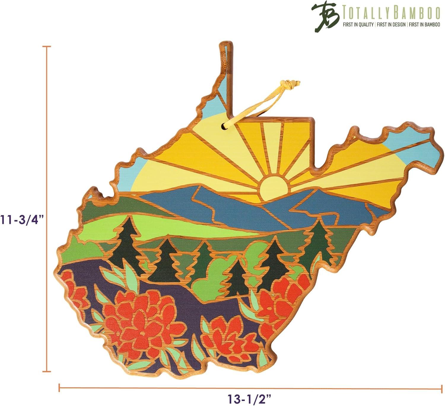 imageTotally Bamboo Wyoming State Shaped Cutting Board and Charcuterie Serving Platter with Artwork by Summer Stokes Includes Hang Tie for Wall DisplayWest Virginia