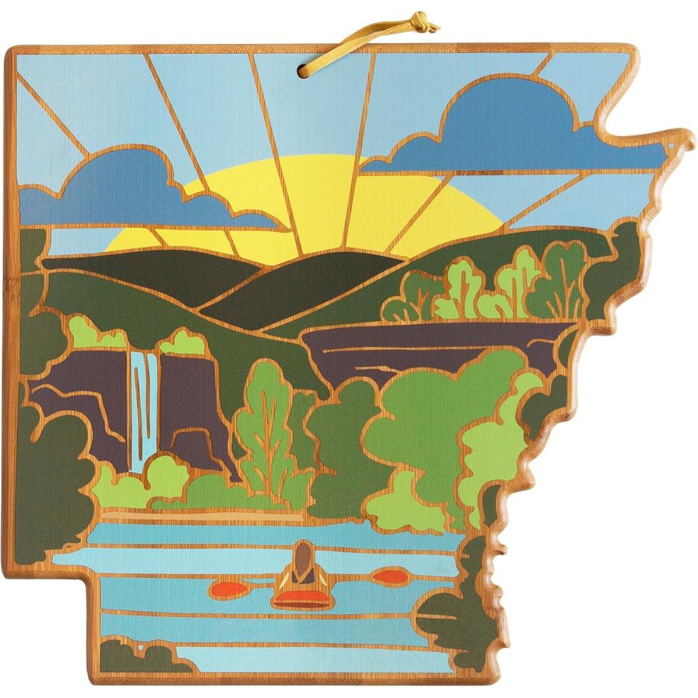 imageTotally Bamboo Wyoming State Shaped Cutting Board and Charcuterie Serving Platter with Artwork by Summer Stokes Includes Hang Tie for Wall DisplayArkansas
