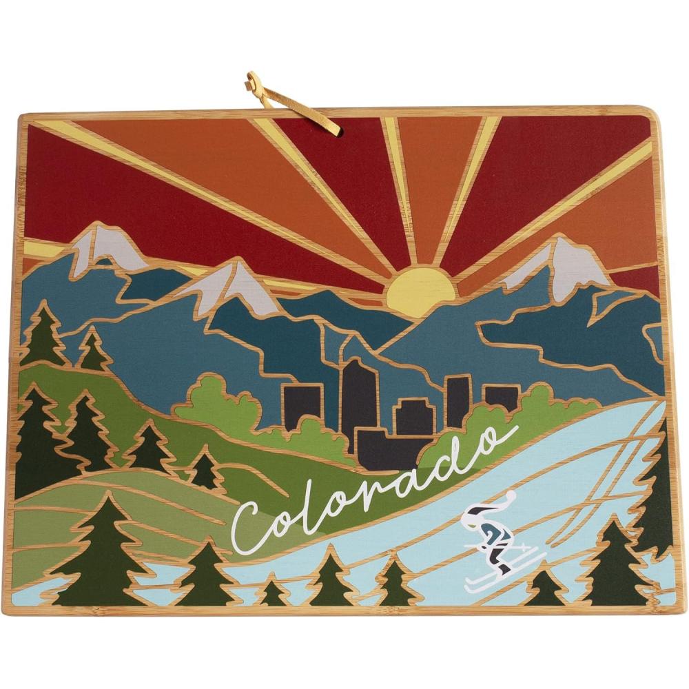 imageTotally Bamboo Wyoming State Shaped Cutting Board and Charcuterie Serving Platter with Artwork by Summer Stokes Includes Hang Tie for Wall DisplayColorado