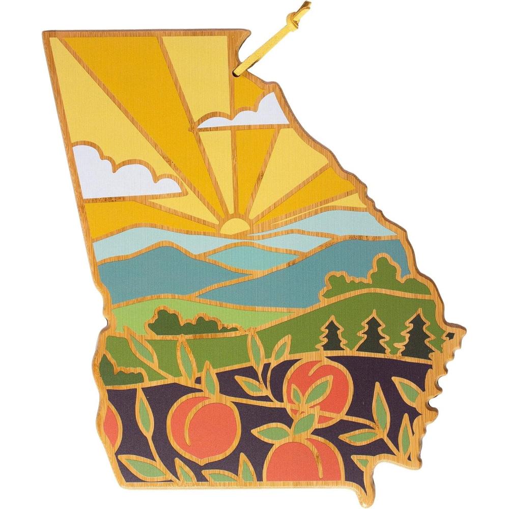 imageTotally Bamboo Wyoming State Shaped Cutting Board and Charcuterie Serving Platter with Artwork by Summer Stokes Includes Hang Tie for Wall DisplayGeorgia