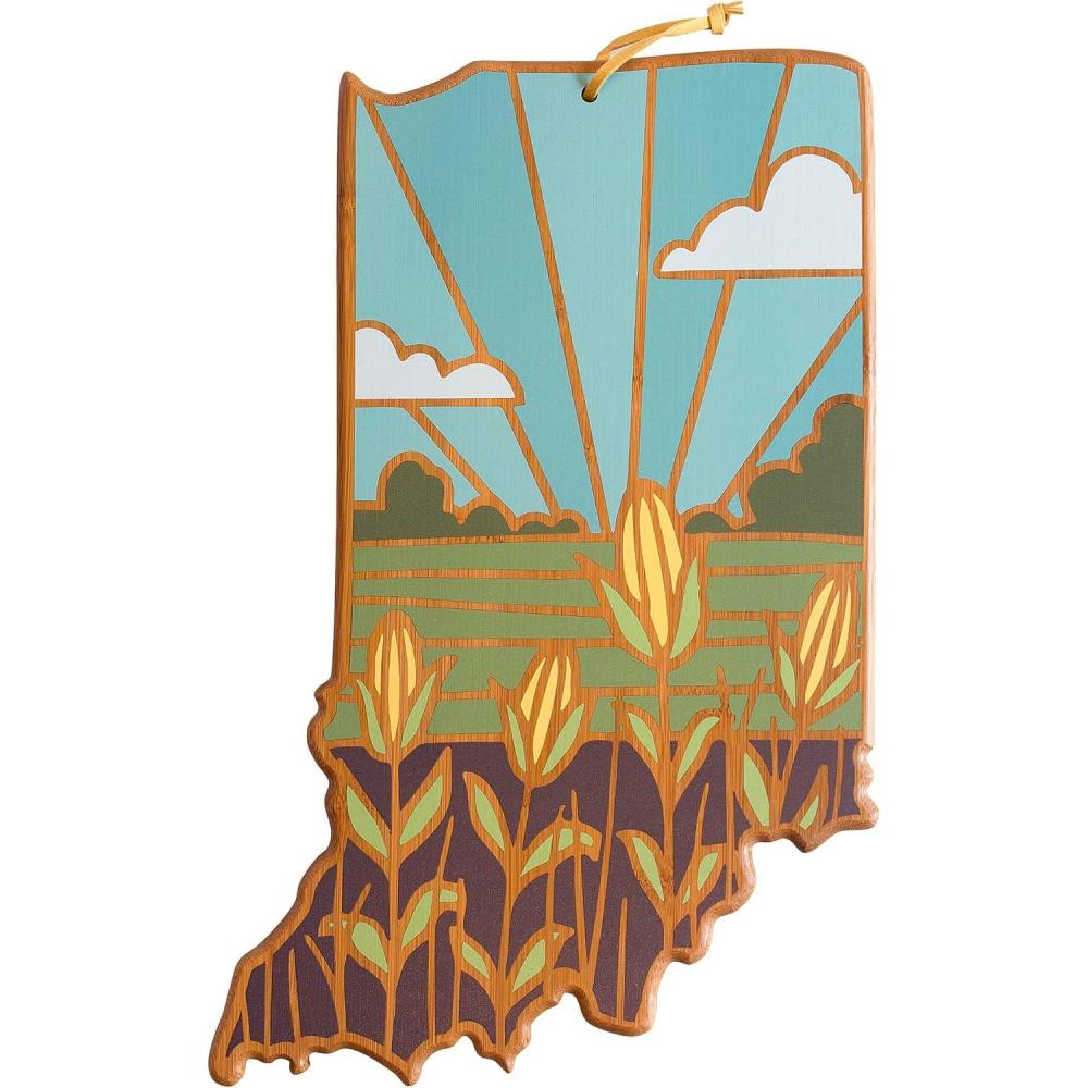 imageTotally Bamboo Wyoming State Shaped Cutting Board and Charcuterie Serving Platter with Artwork by Summer Stokes Includes Hang Tie for Wall DisplayIndiana