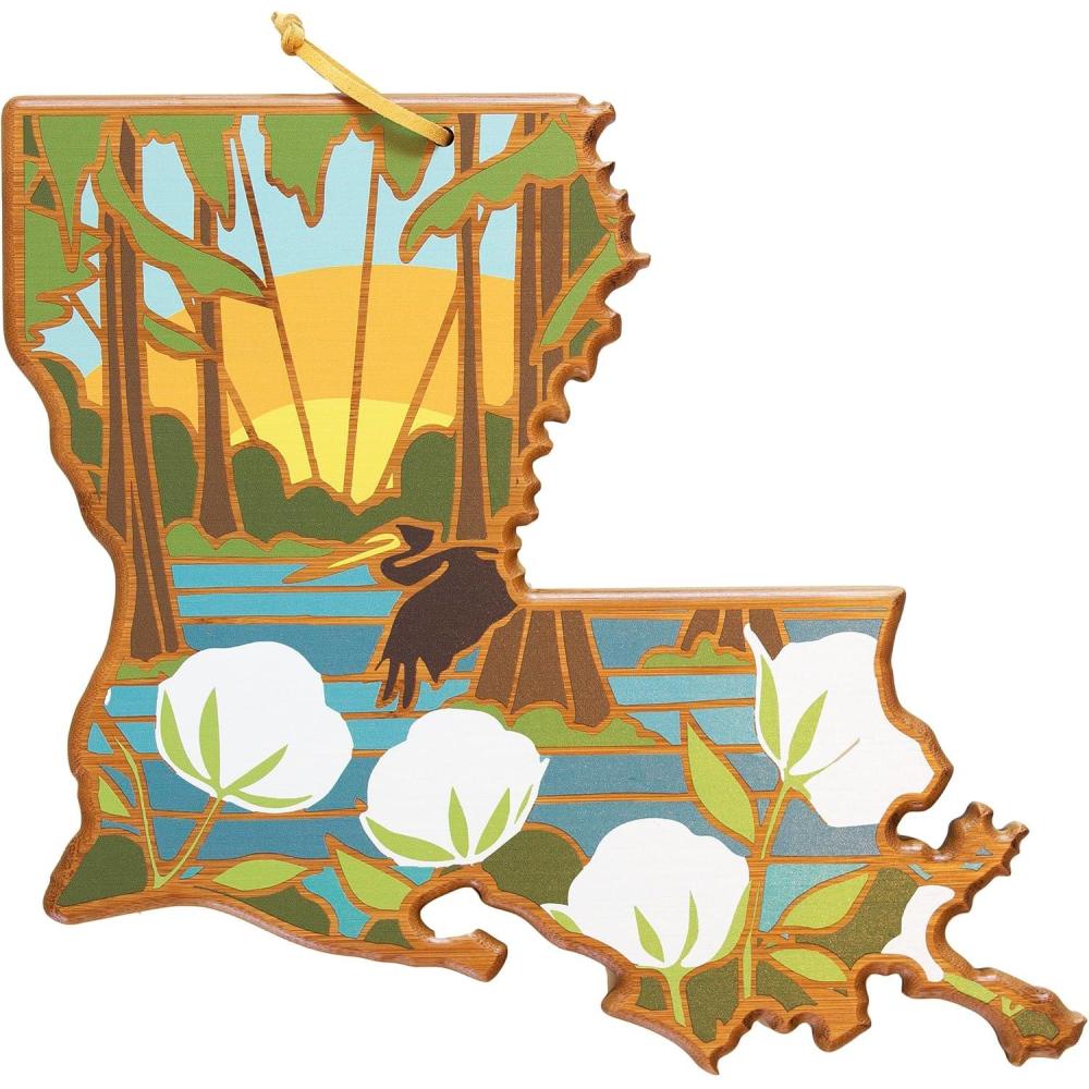 imageTotally Bamboo Wyoming State Shaped Cutting Board and Charcuterie Serving Platter with Artwork by Summer Stokes Includes Hang Tie for Wall DisplayLouisiana