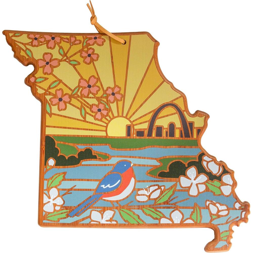 imageTotally Bamboo Wyoming State Shaped Cutting Board and Charcuterie Serving Platter with Artwork by Summer Stokes Includes Hang Tie for Wall DisplayMissouri