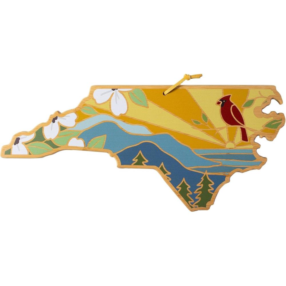 imageTotally Bamboo Wyoming State Shaped Cutting Board and Charcuterie Serving Platter with Artwork by Summer Stokes Includes Hang Tie for Wall DisplayNorth Carolina