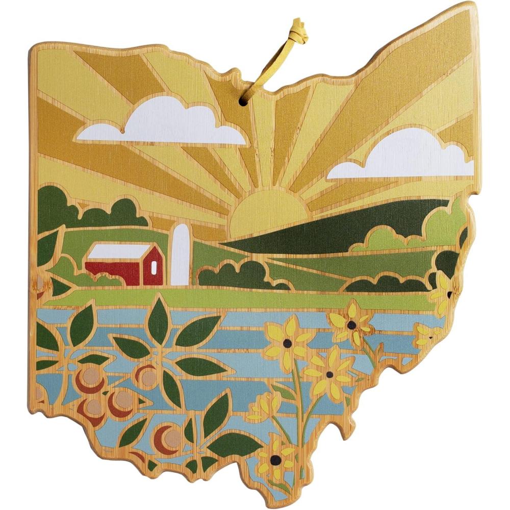 imageTotally Bamboo Wyoming State Shaped Cutting Board and Charcuterie Serving Platter with Artwork by Summer Stokes Includes Hang Tie for Wall DisplayOhio