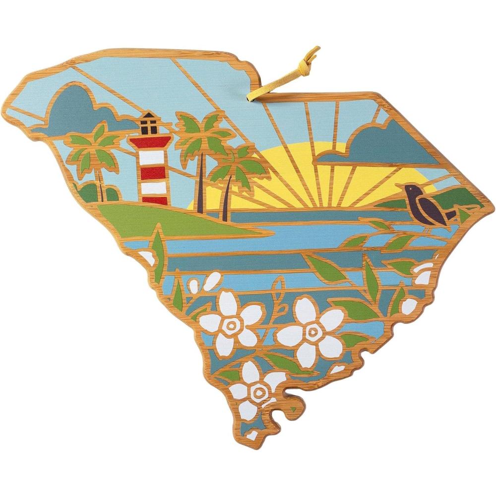 imageTotally Bamboo Wyoming State Shaped Cutting Board and Charcuterie Serving Platter with Artwork by Summer Stokes Includes Hang Tie for Wall DisplaySouth Carolina