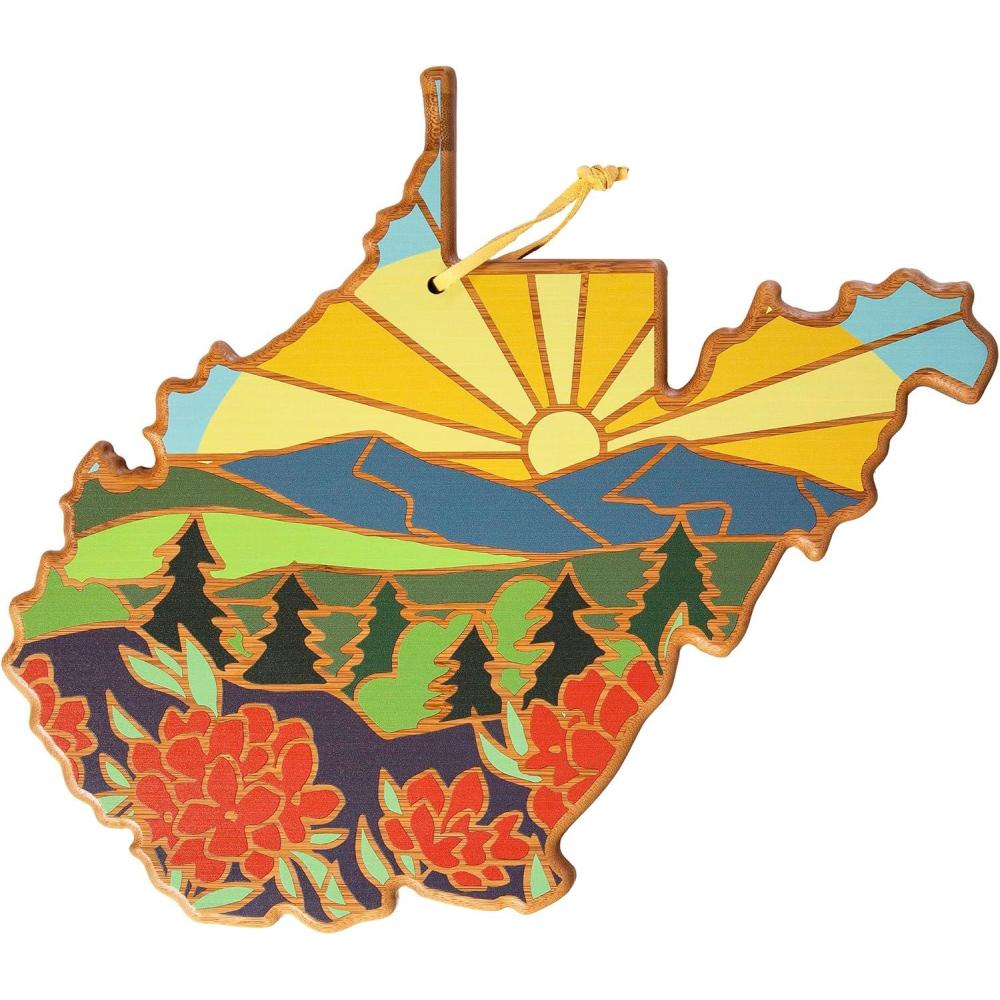 imageTotally Bamboo Wyoming State Shaped Cutting Board and Charcuterie Serving Platter with Artwork by Summer Stokes Includes Hang Tie for Wall DisplayWest Virginia