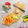 Totally Bamboo Wyoming State Shaped Cutting Board and Charcuterie Serving Platter with Artwork by Summer Stokes, Includes Hang Tie for Wall Display(California)