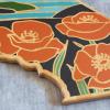 Totally Bamboo Wyoming State Shaped Cutting Board and Charcuterie Serving Platter with Artwork by Summer Stokes, Includes Hang Tie for Wall Display(California)