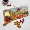 Totally Bamboo Wyoming State Shaped Cutting Board and Charcuterie Serving Platter with Artwork by Summer Stokes, Includes Hang Tie for Wall Display(Connecticut)