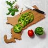 Totally Bamboo Wyoming State Shaped Cutting Board and Charcuterie Serving Platter with Artwork by Summer Stokes, Includes Hang Tie for Wall Display(Massachusetts)