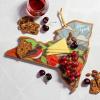 Totally Bamboo Wyoming State Shaped Cutting Board and Charcuterie Serving Platter with Artwork by Summer Stokes, Includes Hang Tie for Wall Display(New York)