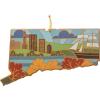 Totally Bamboo Wyoming State Shaped Cutting Board and Charcuterie Serving Platter with Artwork by Summer Stokes, Includes Hang Tie for Wall Display(Connecticut)
