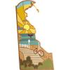 Totally Bamboo Wyoming State Shaped Cutting Board and Charcuterie Serving Platter with Artwork by Summer Stokes, Includes Hang Tie for Wall Display(Delaware)