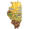 Totally Bamboo Wyoming State Shaped Cutting Board and Charcuterie Serving Platter with Artwork by Summer Stokes, Includes Hang Tie for Wall Display(Illinois)