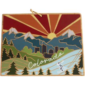 Totally Bamboo Wyoming State Shaped Cutting Board and Charcuterie Serving Platter with Artwork by Summer Stokes, Includes Hang Tie for Wall Display(Colorado)